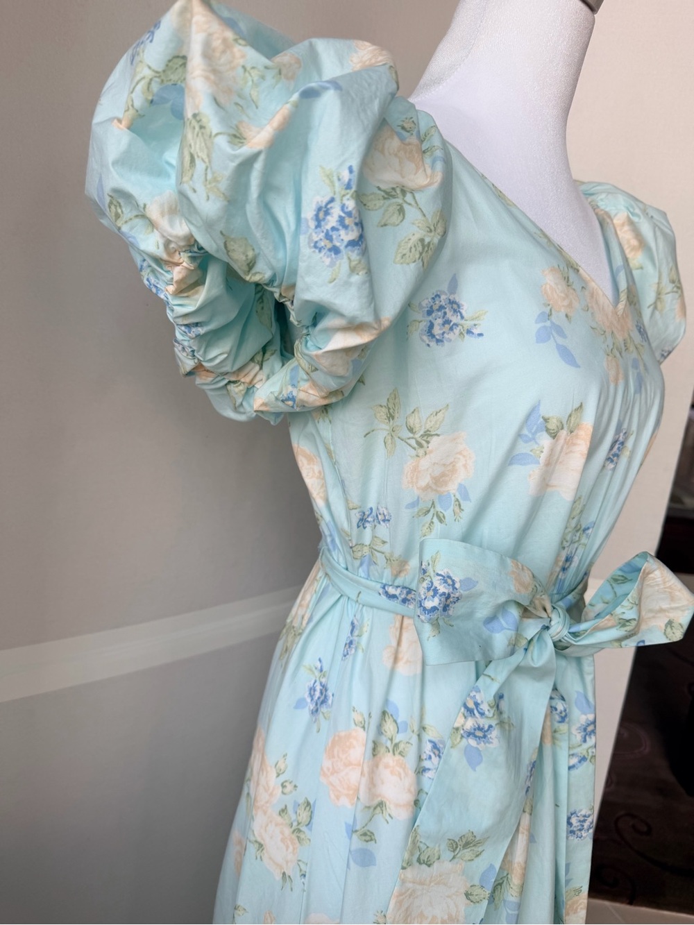 Love Shack Fancy Target collab Blue Floral Puff-Sleeve Maxi Dress - Picture 4 of 12